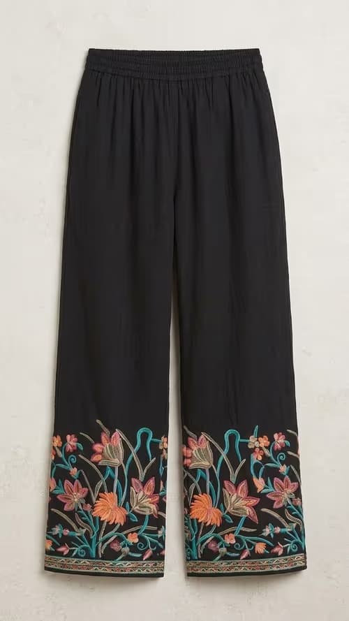 Cotton embroidery pant