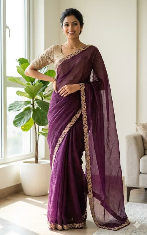 Fancy saree with ready blouse