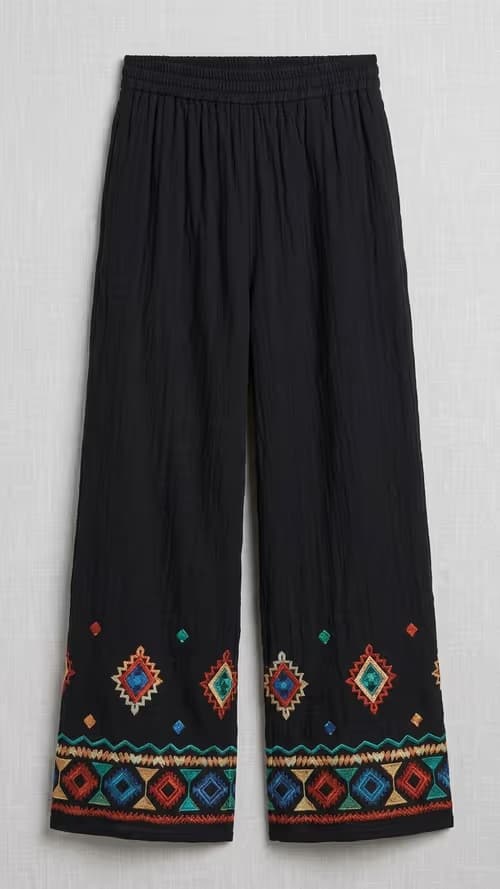 Cotton embroidery pant