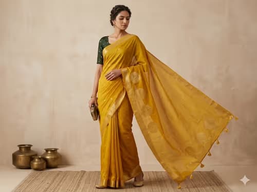Semi Silk saree with ready blouse