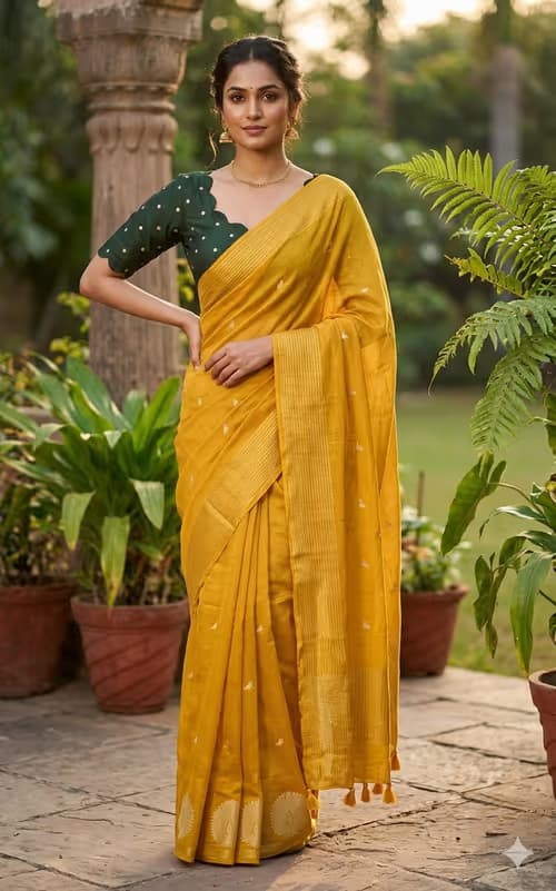 Saft silk saree with ready blouse