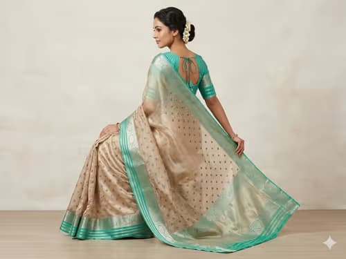 Organza tissue saree with ready blouse