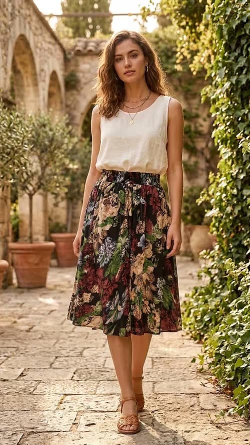 Knee length skirt