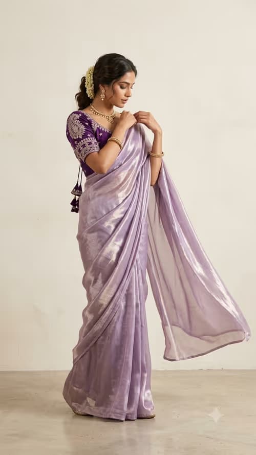 Organza saree with ready blouse